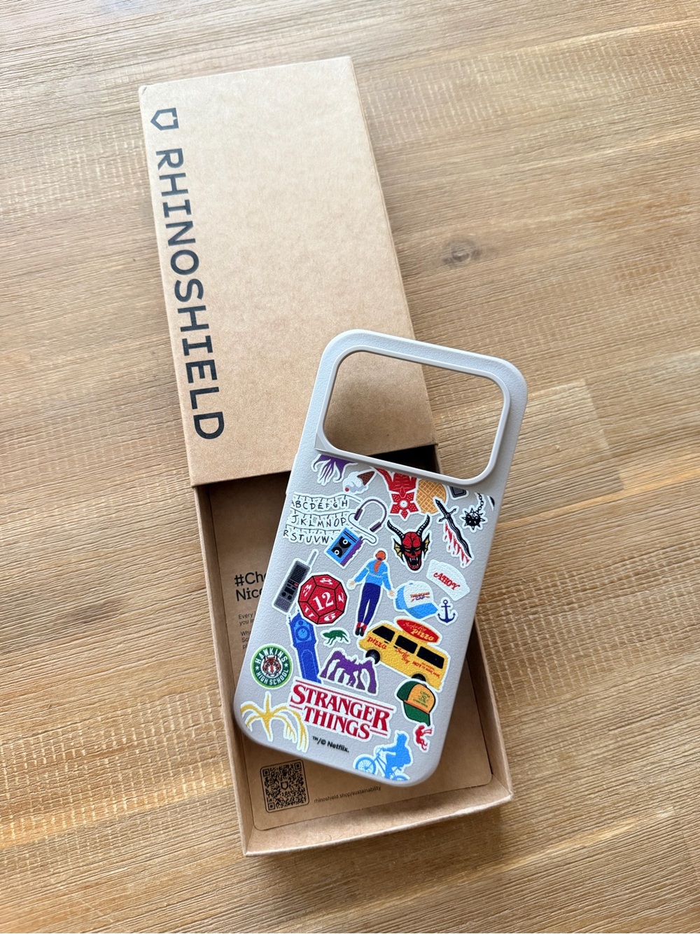 RhinoShield Gray Phone Case with Stranger Things Sticker Design